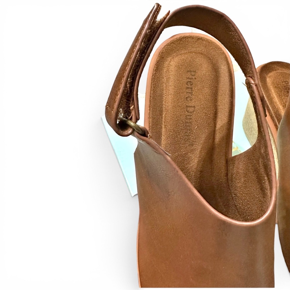 Pierre Dumas Club-01 Cognac Brown Platform Block Heel Sandals Womens 8.5 - Picture 7 of 8